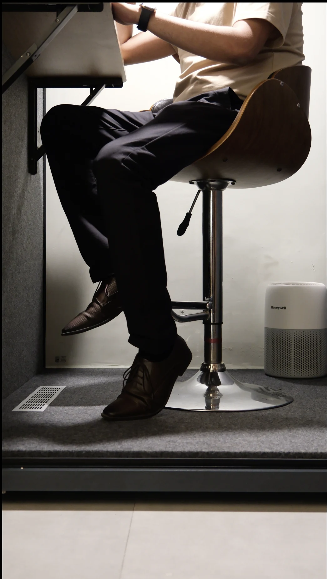 Relaxed, feet up — your pod, your pace